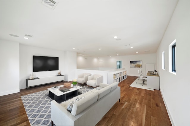 living room with hardwood / wood-style flooring