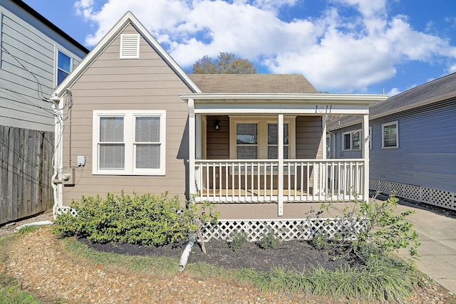 view of front facade featuring covered porch