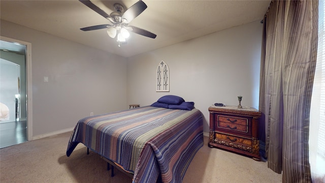 bedroom with carpet flooring and ceiling fan