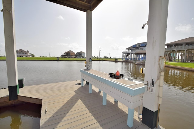 view of dock featuring a water view