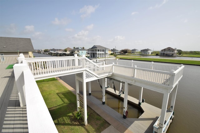 dock area featuring a water view