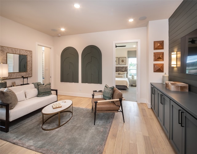 living room featuring light hardwood / wood-style floors