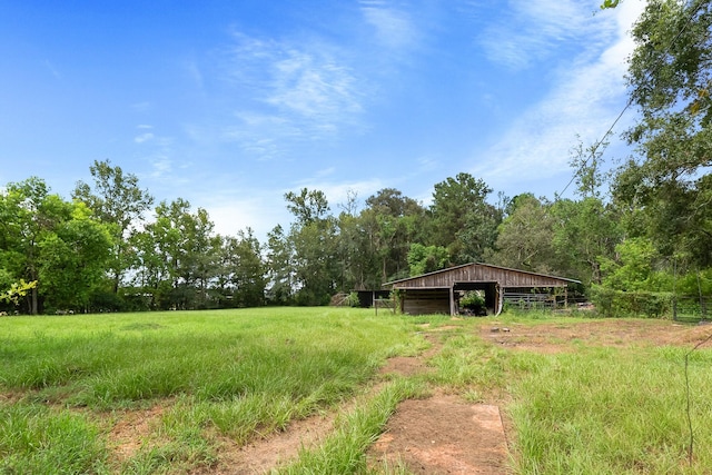 view of yard featuring an outbuilding