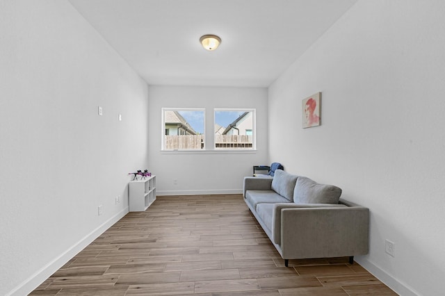 living area with light wood-type flooring