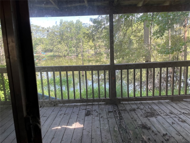 deck with a water view