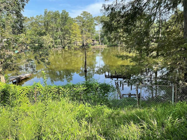 property view of water with a boat dock