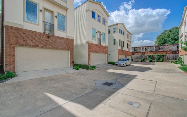 exterior space featuring a garage