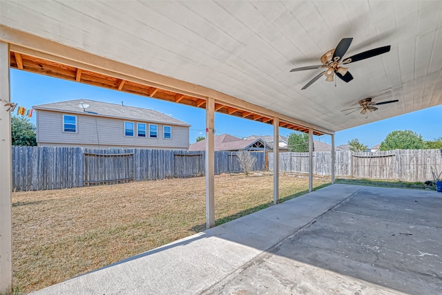 view of patio with ceiling fan