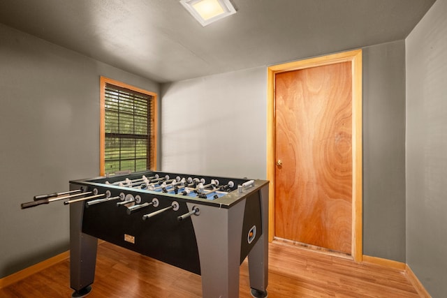 rec room featuring hardwood / wood-style floors