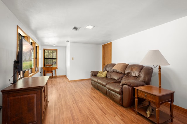 living room with light wood-type flooring