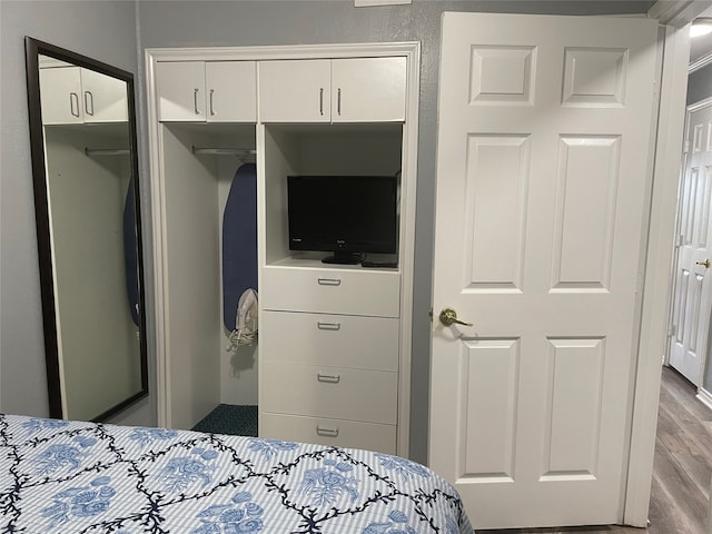 bedroom featuring a closet and wood-type flooring