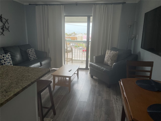 living room with hardwood / wood-style floors