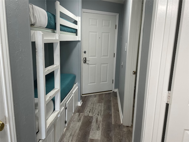 mudroom with dark wood-type flooring