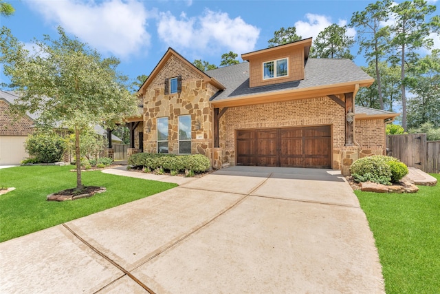 view of front of property featuring a front lawn