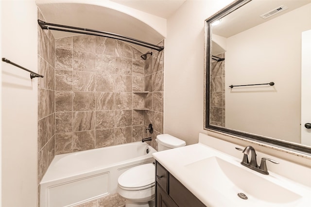 203 Gaillardia Ct, Pinehurst, TX 77362 - bathroom with toilet, vanity, and washtub / shower combination