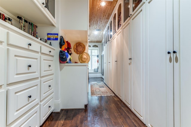 hallway featuring dark hardwood / wood-style floors