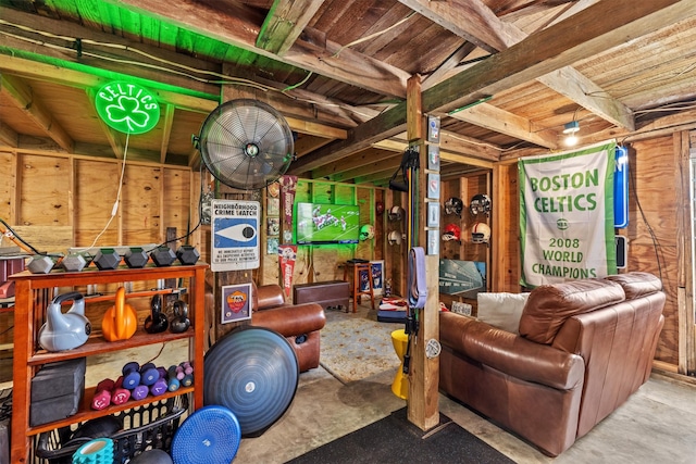 interior space featuring concrete floors