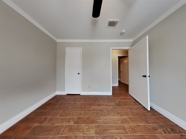 unfurnished bedroom with ornamental molding