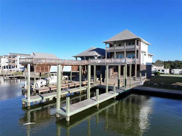 dock area featuring a water view