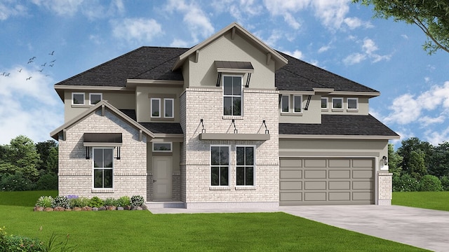 view of front of home with a garage and a front yard