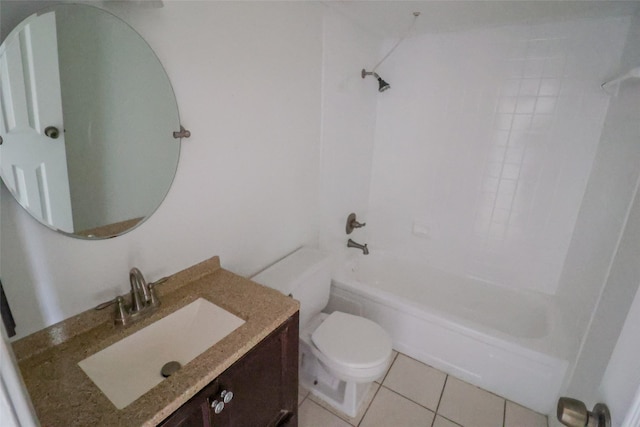 full bathroom with vanity, shower / washtub combination, toilet, and tile patterned floors