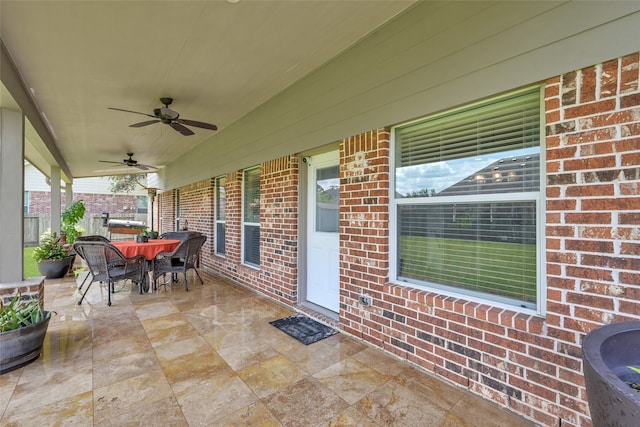 view of patio / terrace with ceiling fan