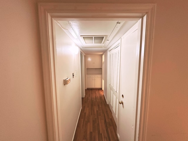 hallway featuring dark wood-type flooring