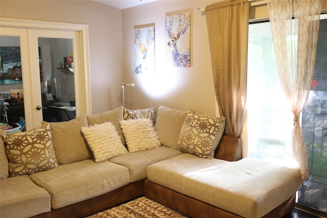 living room with hardwood / wood-style floors