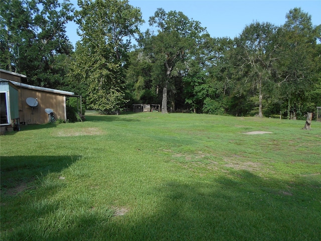 view of yard featuring an outbuilding