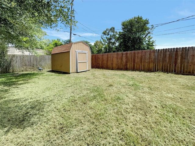 view of yard featuring a shed