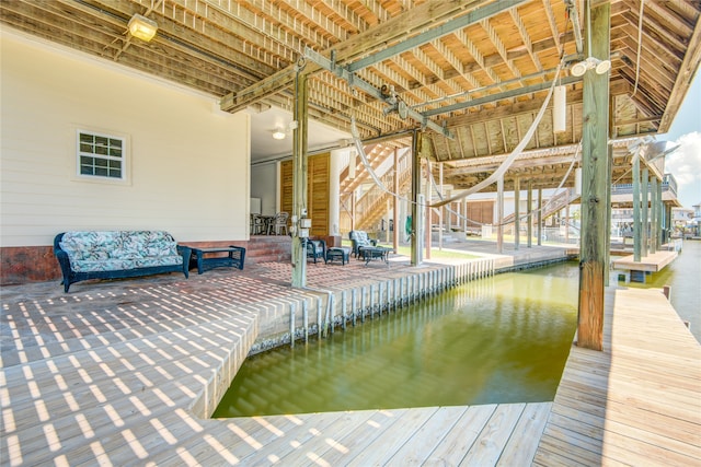 view of dock with a patio area