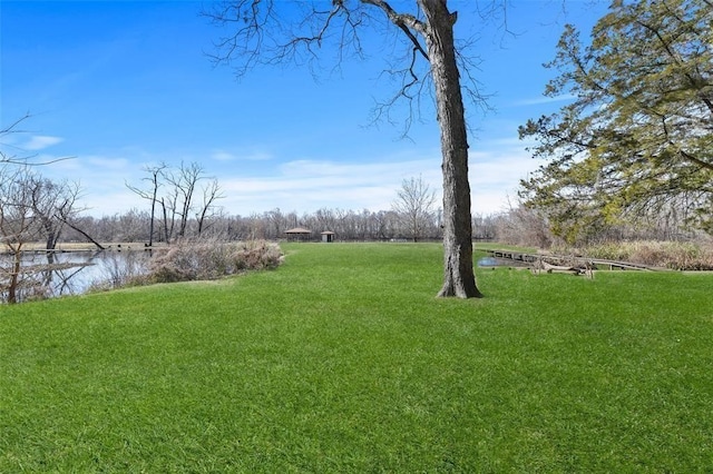 view of yard featuring a water view