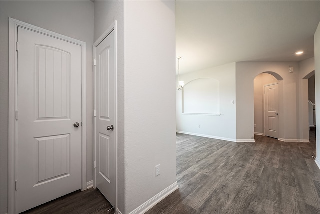 hall featuring dark hardwood / wood-style floors