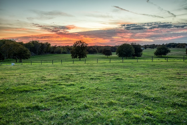 yard at dusk with a rural view