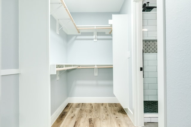 spacious closet with light hardwood / wood-style floors