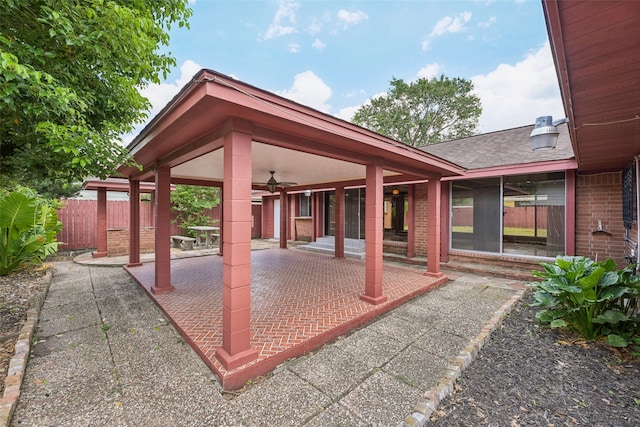 view of patio / terrace with ceiling fan