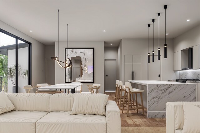 living room featuring light hardwood / wood-style flooring