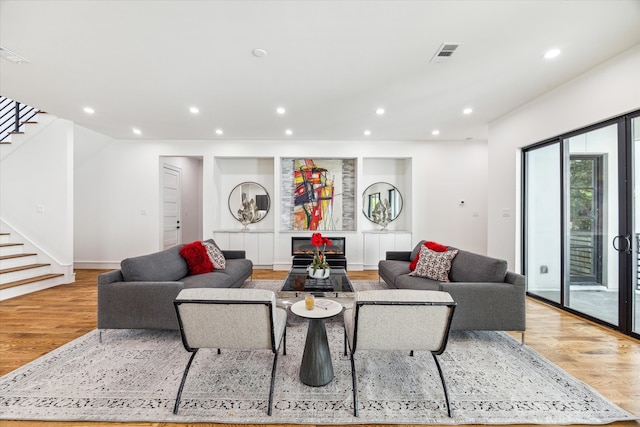 living room featuring light hardwood / wood-style flooring