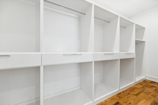 walk in closet featuring dark hardwood / wood-style flooring