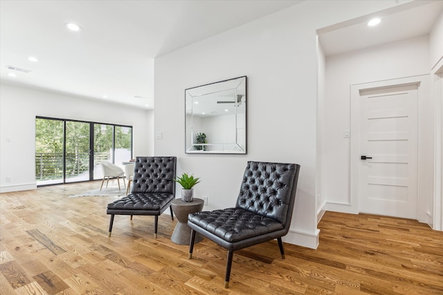 living area with light wood-type flooring