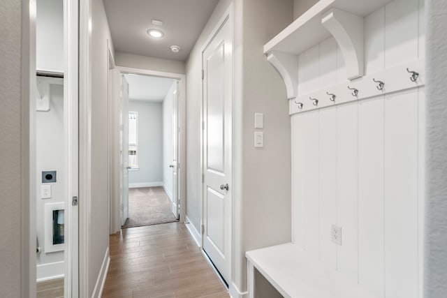 mudroom featuring light wood-type flooring