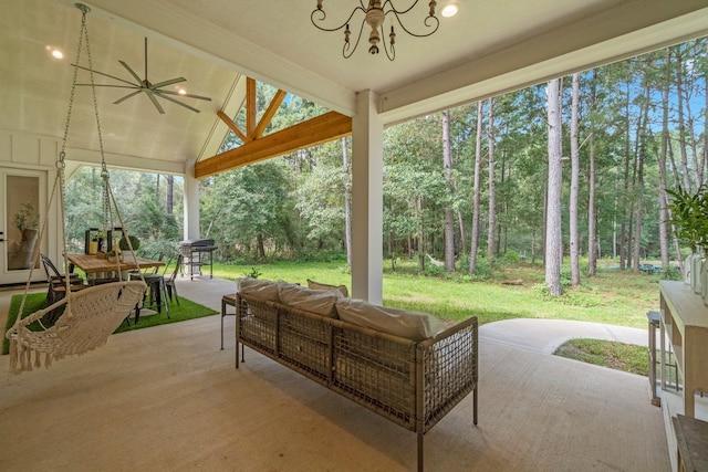 view of patio / terrace featuring outdoor lounge area and ceiling fan