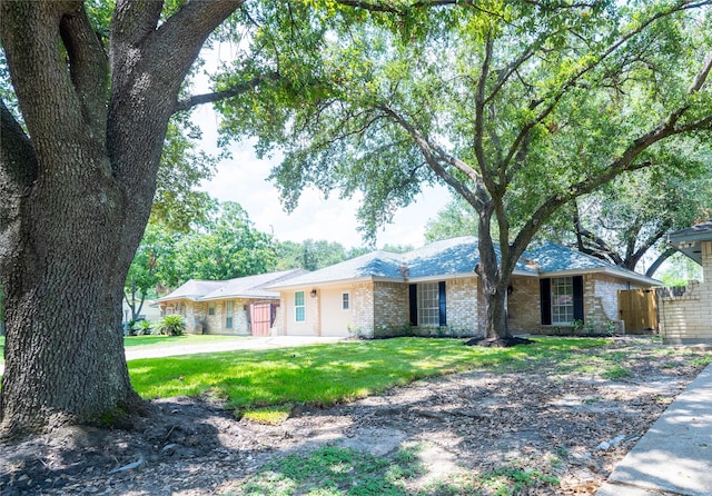 ranch-style house featuring a front yard