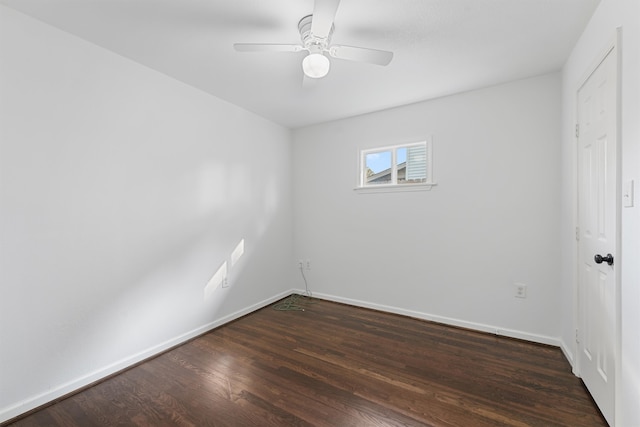 unfurnished room featuring wood-type flooring and ceiling fan