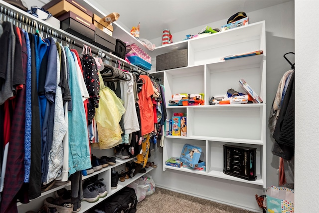 spacious closet with carpet flooring