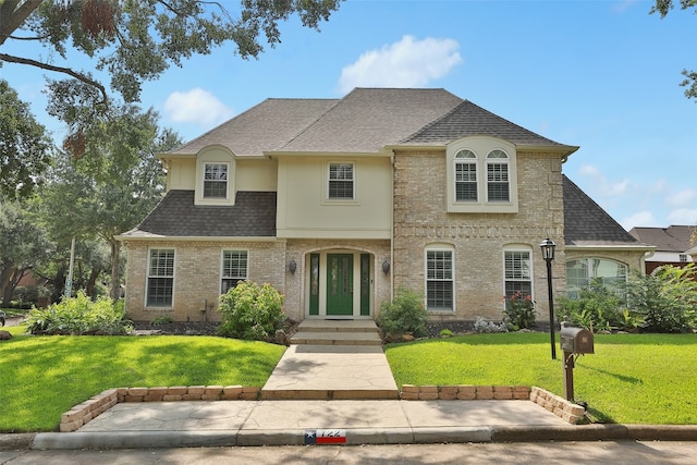 french country home with a front yard