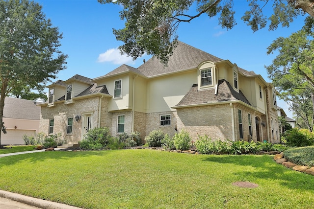 view of front of property with a front lawn