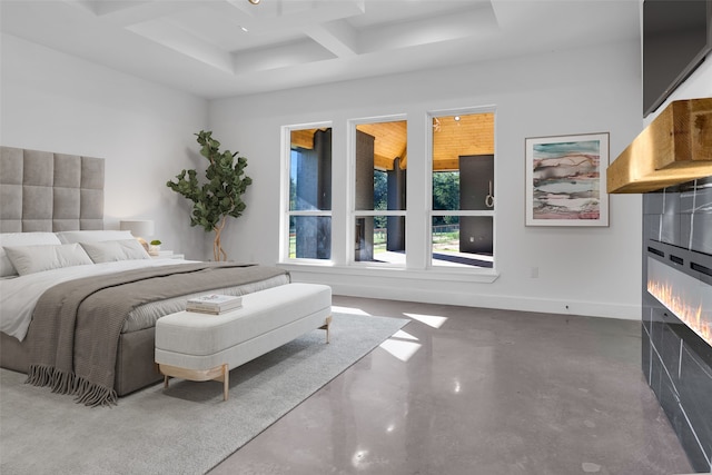 bedroom featuring coffered ceiling