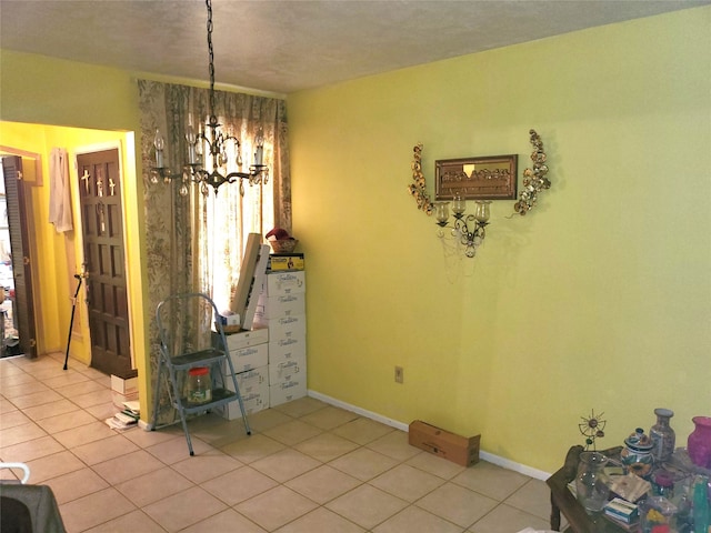 dining room with light tile patterned flooring