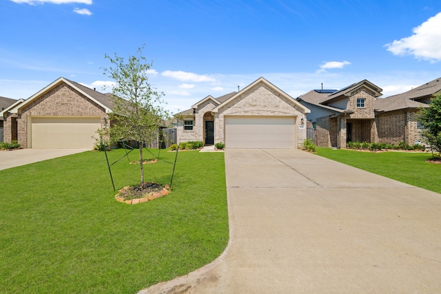 view of front facade featuring a garage and a front yard